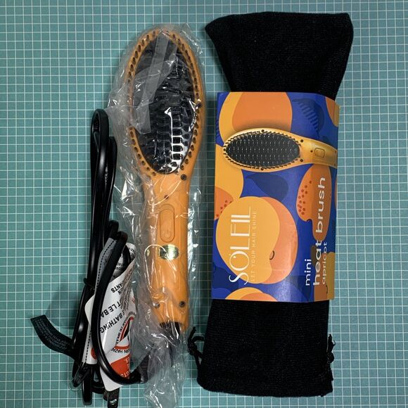 Soleil Mini Heat Brush Apricot Ceramic Tourmaline Bristles Infrared Technology - Picture 1 of 4